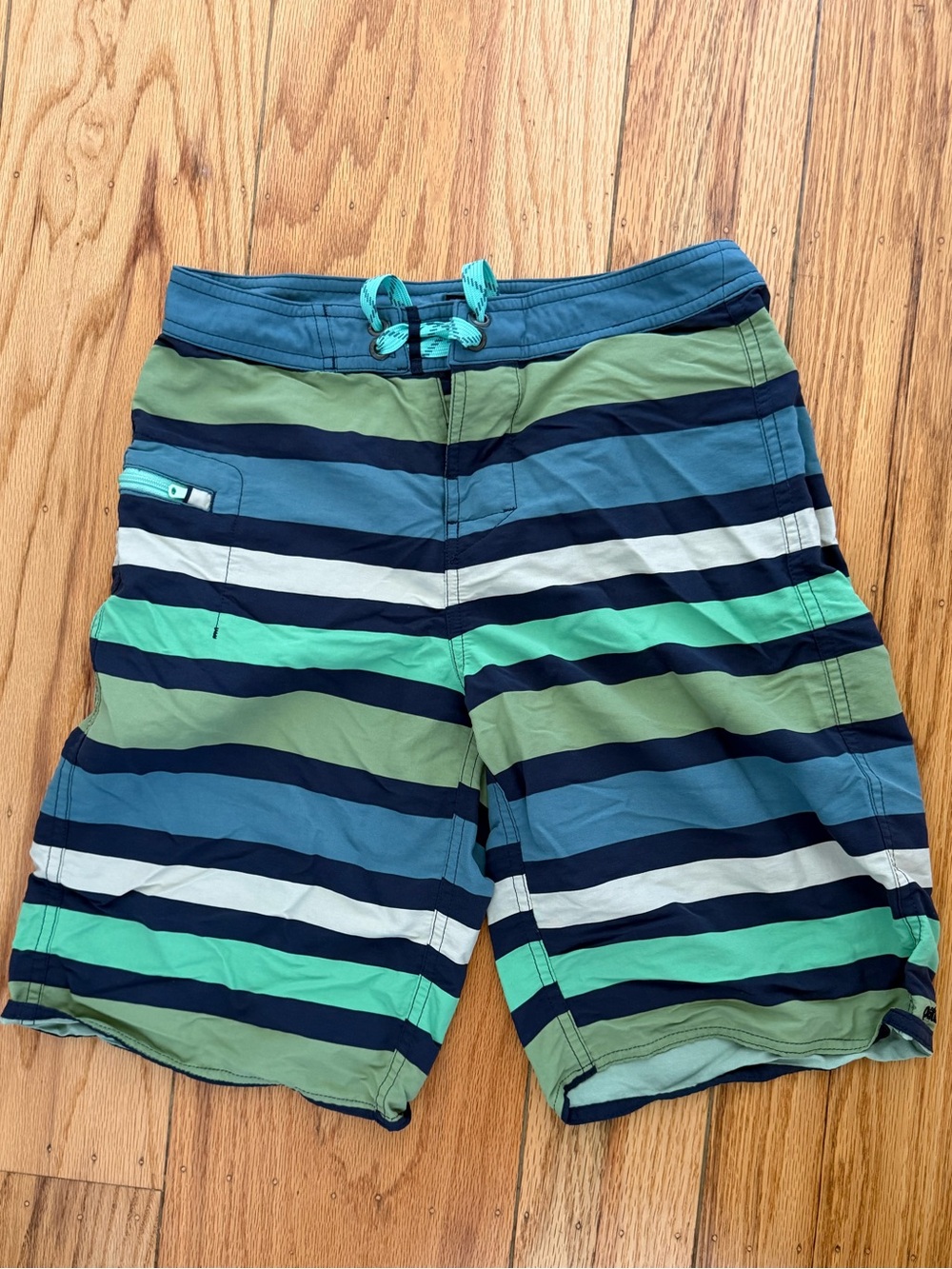 Patagonia Blue & Teal Striped Swim Shorts